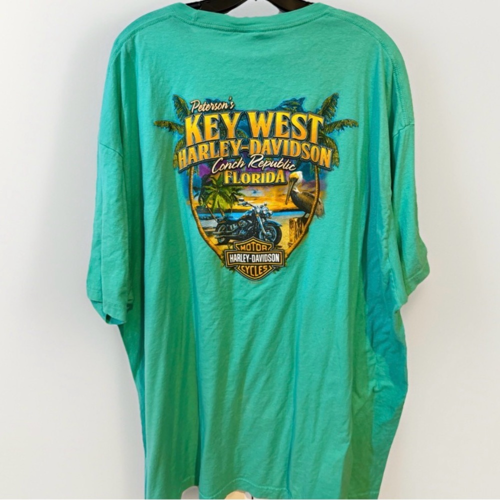 Harley-Davidson Peterson's Key West Florida T-Shirt Men's Size 3XL Teal Cotton